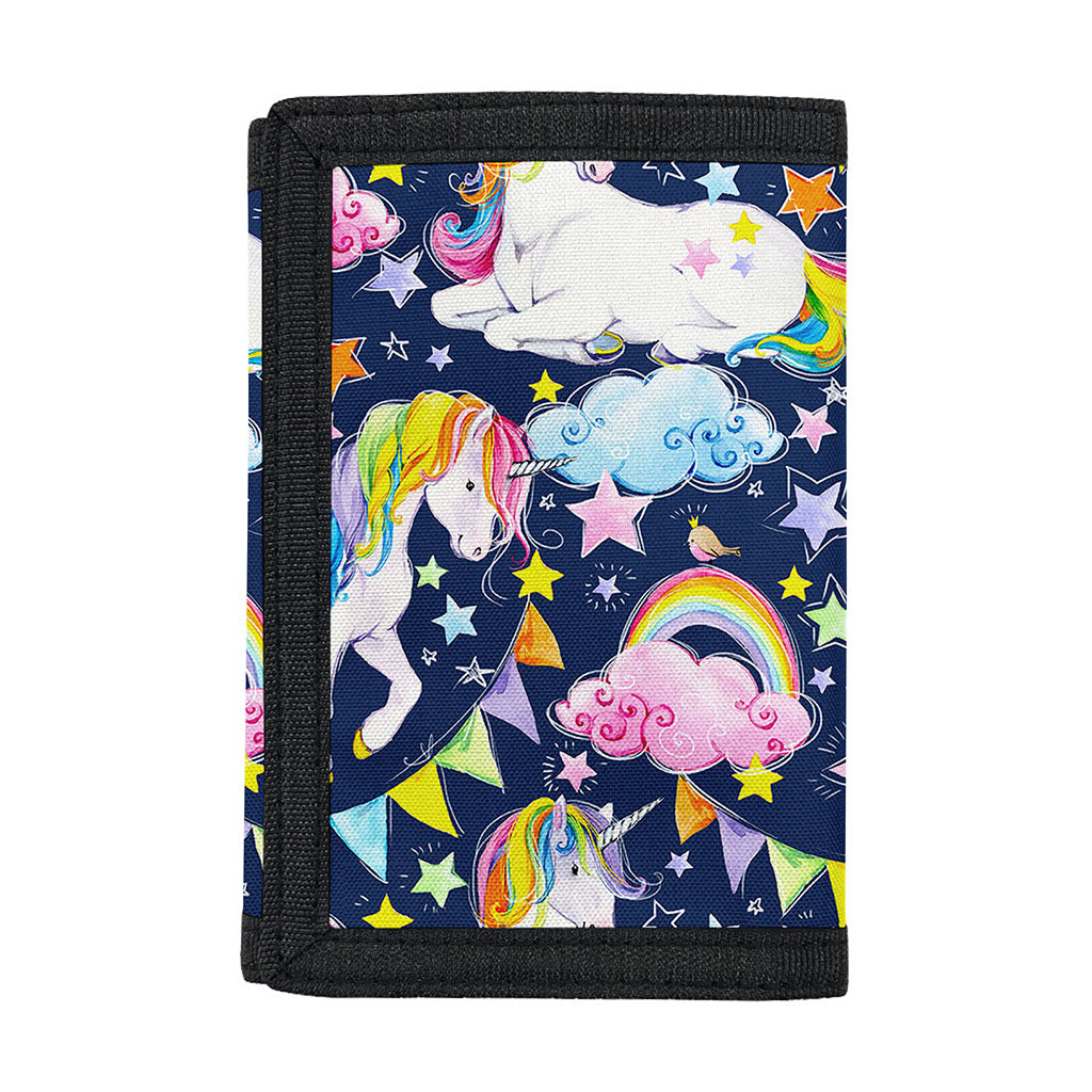 Unicorn Night Festival Pattern Print Trifold Wallet