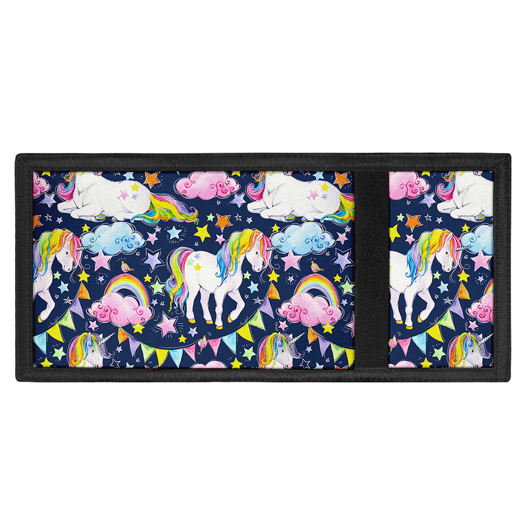 Unicorn Night Festival Pattern Print Trifold Wallet