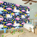 Unicorn Night Festival Pattern Print Wall Sticker