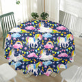 Unicorn Night Festival Pattern Print Waterproof Round Tablecloth