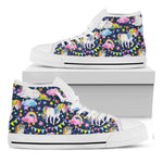 Unicorn Night Festival Pattern Print White High Top Sneakers