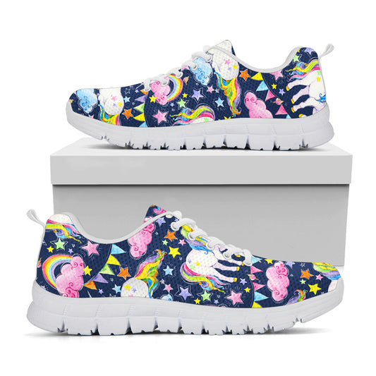 Unicorn Night Festival Pattern Print White Running Shoes
