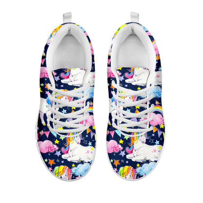 Unicorn Night Festival Pattern Print White Running Shoes