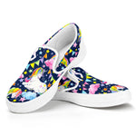 Unicorn Night Festival Pattern Print White Slip On Sneakers