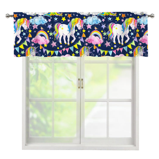 Unicorn Night Festival Pattern Print Window Valance