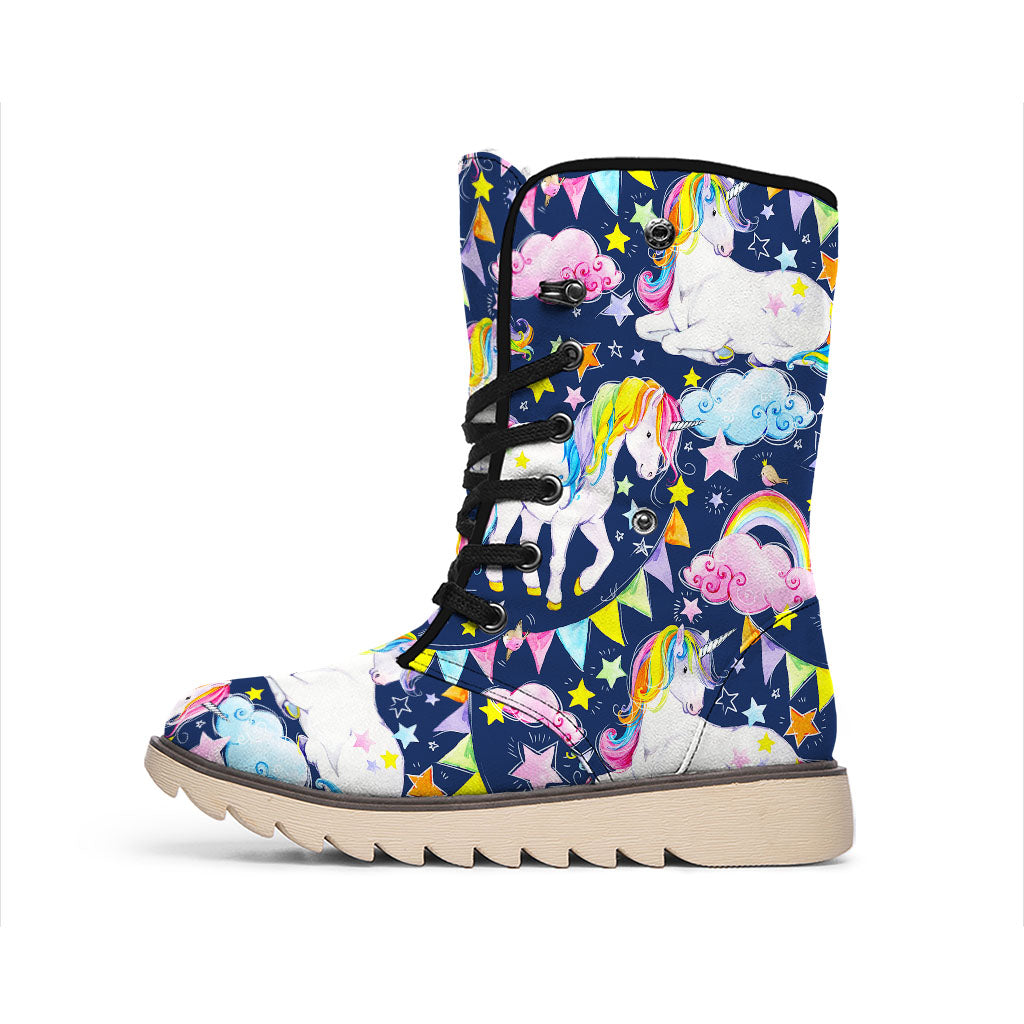 Unicorn Night Festival Pattern Print Winter Boots