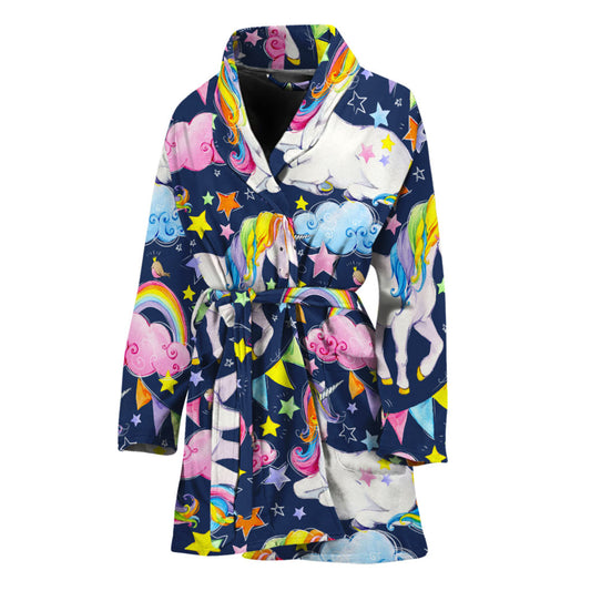 Unicorn Night Festival Pattern Print Women's Bathrobe