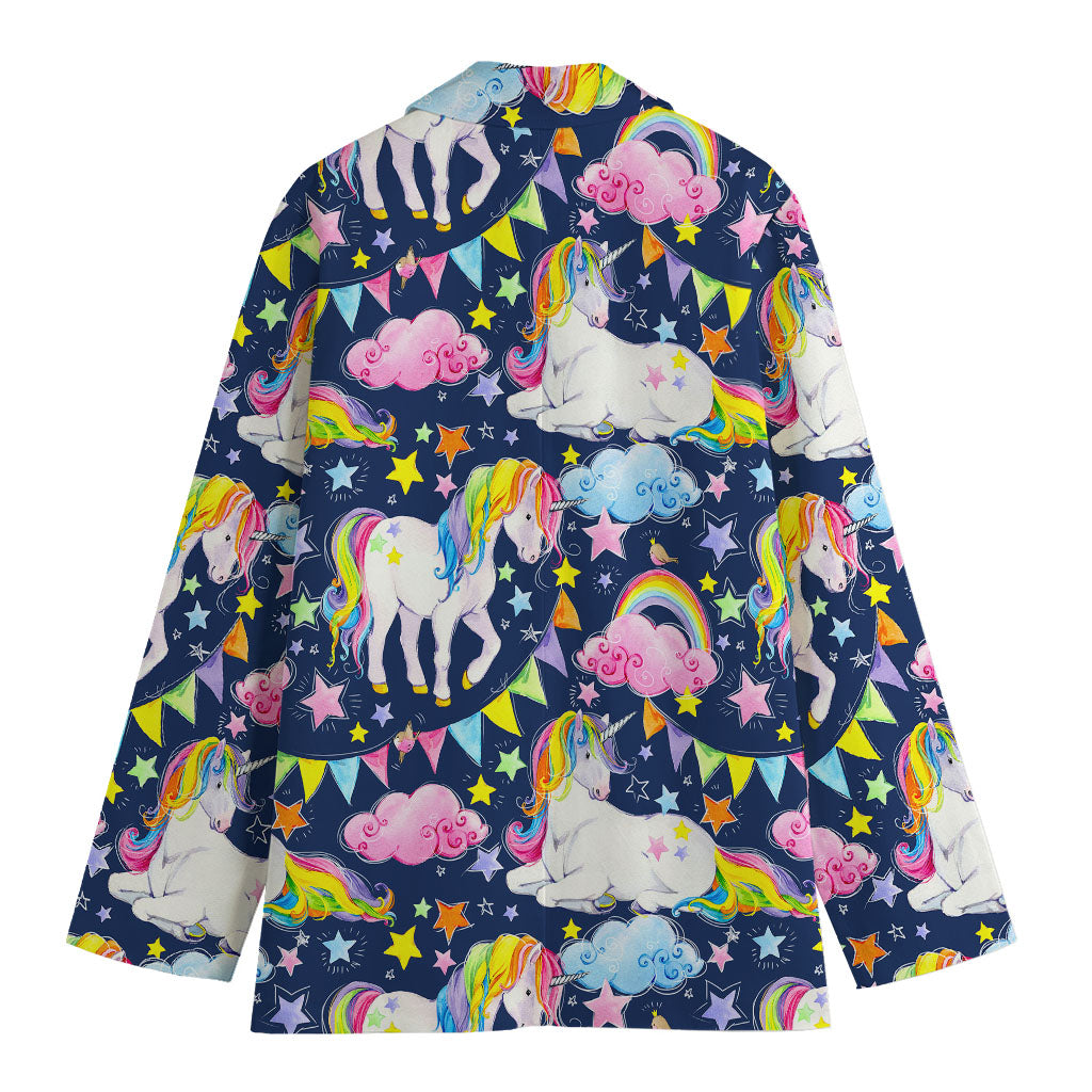 Unicorn Night Festival Pattern Print Women's Blazer