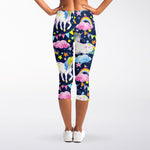 Unicorn Night Festival Pattern Print Women's Capri Leggings