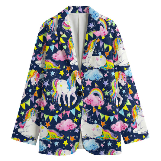 Unicorn Night Festival Pattern Print Women's Cotton Blazer