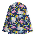 Unicorn Night Festival Pattern Print Women's Cotton Blazer