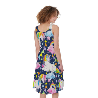 Unicorn Night Festival Pattern Print Women's Sleeveless Dress