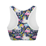 Unicorn Night Festival Pattern Print Women's Sports Bra