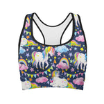 Unicorn Night Festival Pattern Print Women's Sports Bra