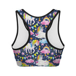 Unicorn Night Festival Pattern Print Women's Sports Bra