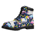 Unicorn Night Festival Pattern Print Padded Collar Lace Up Boots