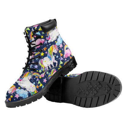 Unicorn Night Festival Pattern Print Work Boots