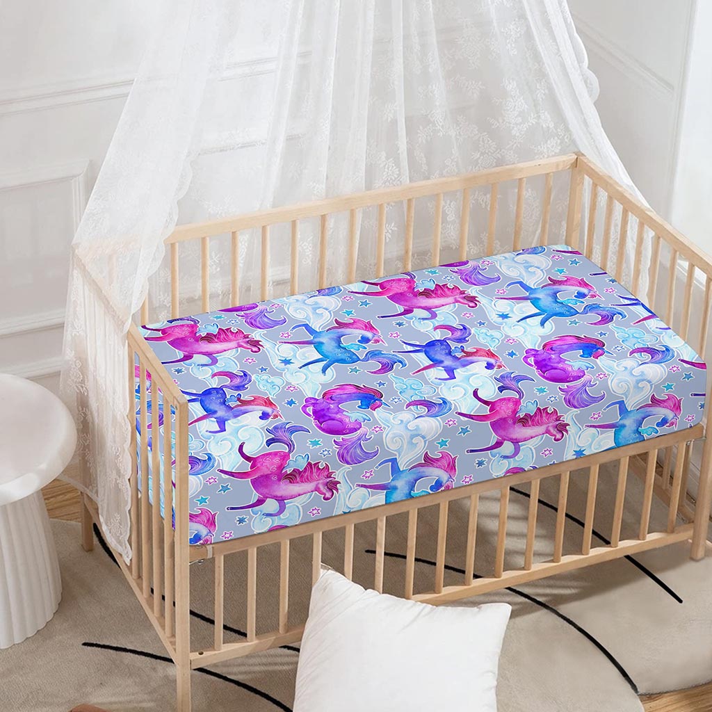 Unicorn Paradise Pattern Print Baby Crib Sheet