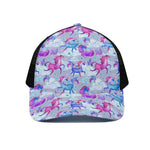 Unicorn Paradise Pattern Print Black Mesh Trucker Cap