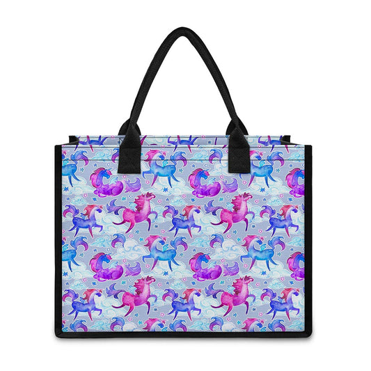 Unicorn Paradise Pattern Print Canvas Tote Bag