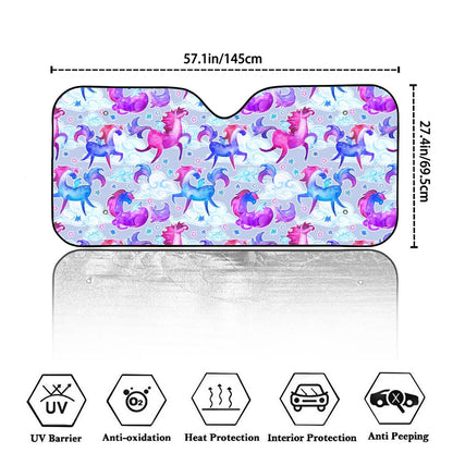 Unicorn Paradise Pattern Print Car Windshield Sun Shade