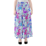 Unicorn Paradise Pattern Print Chiffon Maxi Skirt