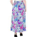 Unicorn Paradise Pattern Print Chiffon Maxi Skirt