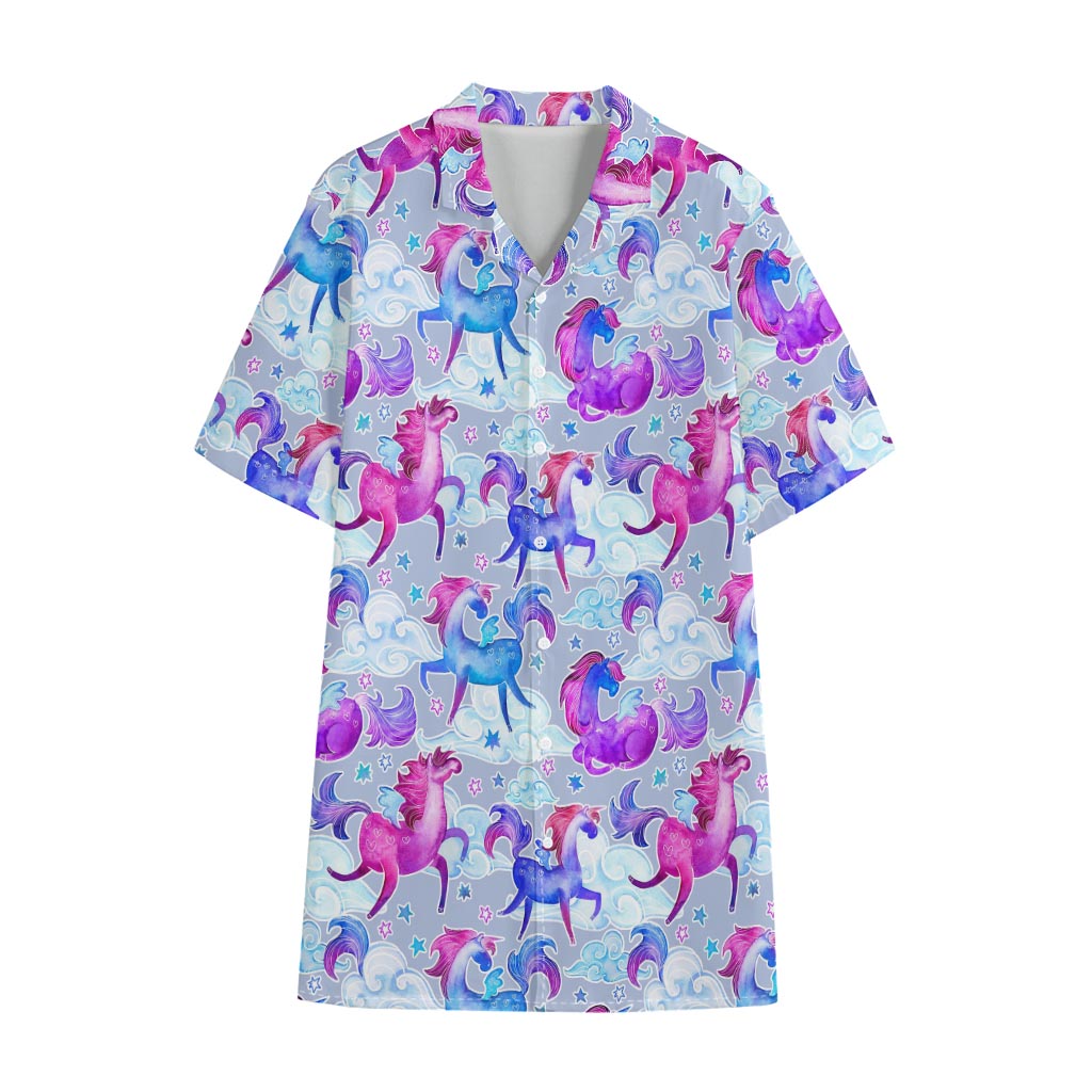 Unicorn Paradise Pattern Print Cotton Hawaiian Shirt