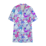 Unicorn Paradise Pattern Print Cotton Hawaiian Shirt