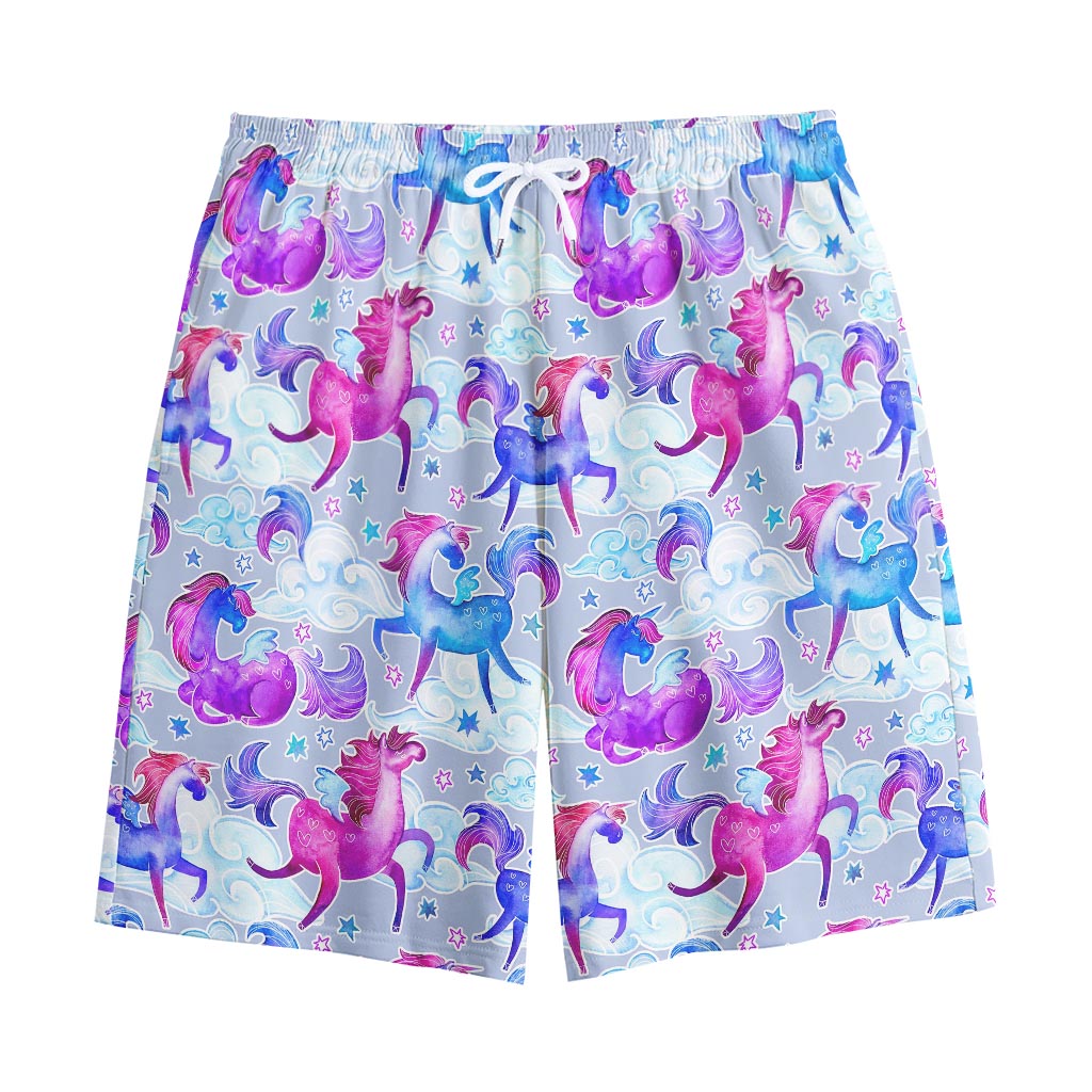 Unicorn Paradise Pattern Print Cotton Shorts