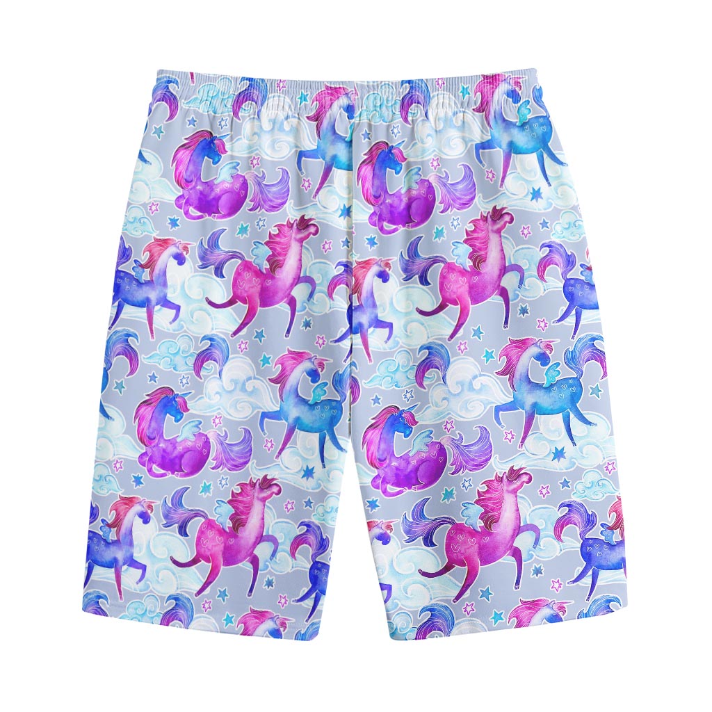 Unicorn Paradise Pattern Print Cotton Shorts