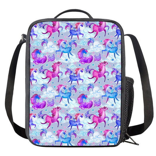Unicorn Paradise Pattern Print Crossbody Lunch Bag