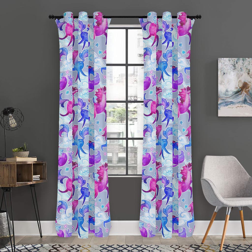 Unicorn Paradise Pattern Print Curtain