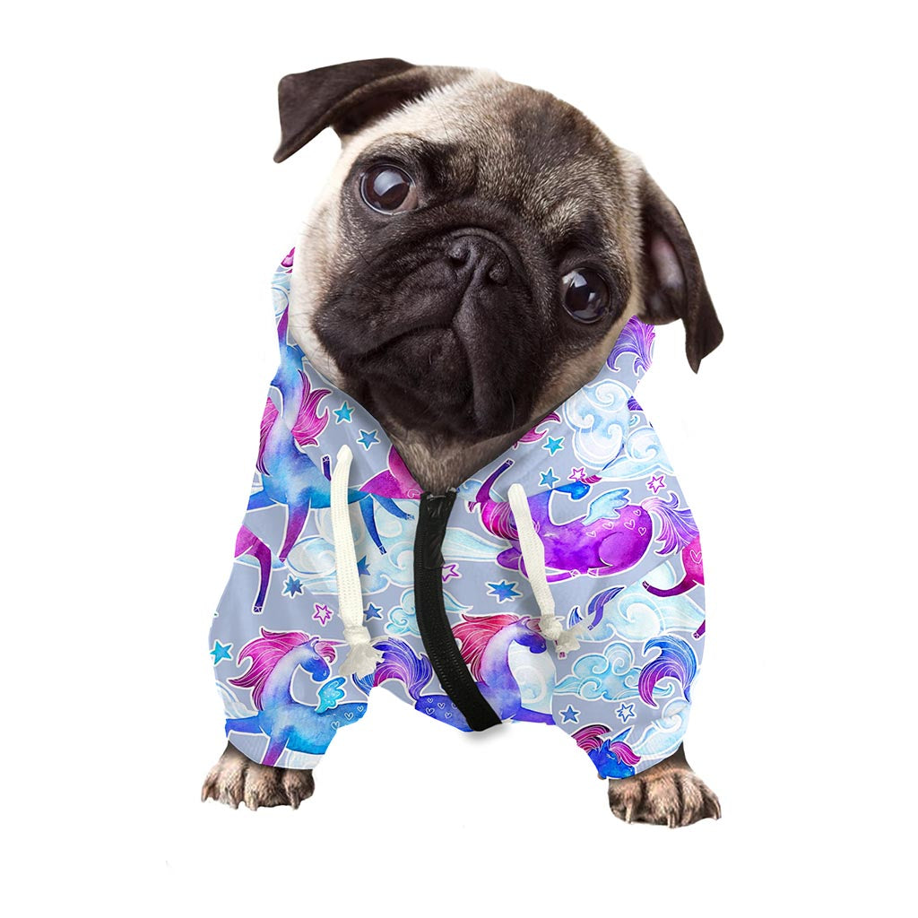 Unicorn Paradise Pattern Print Dog Zip Up Hoodie
