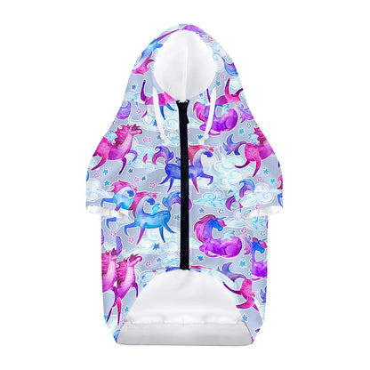 Unicorn Paradise Pattern Print Dog Zip Up Hoodie
