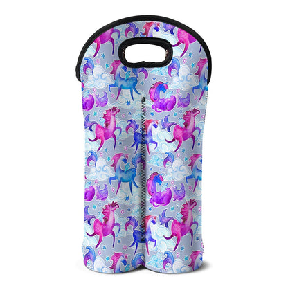 Unicorn Paradise Pattern Print Double Neoprene Wine Tote