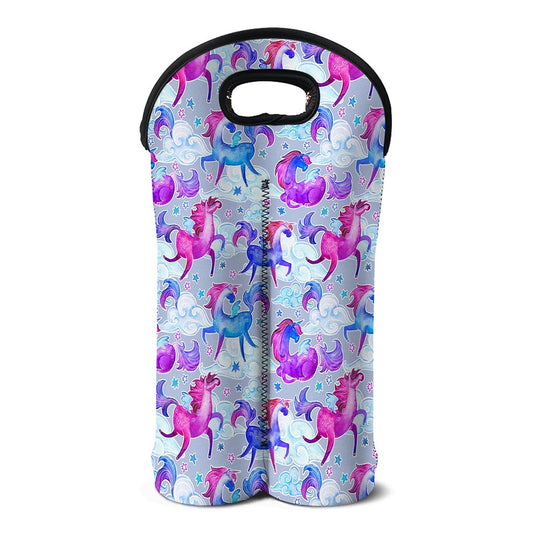 Unicorn Paradise Pattern Print Double Neoprene Wine Tote