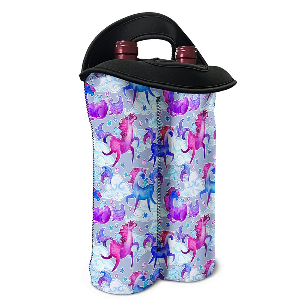 Unicorn Paradise Pattern Print Double Neoprene Wine Tote