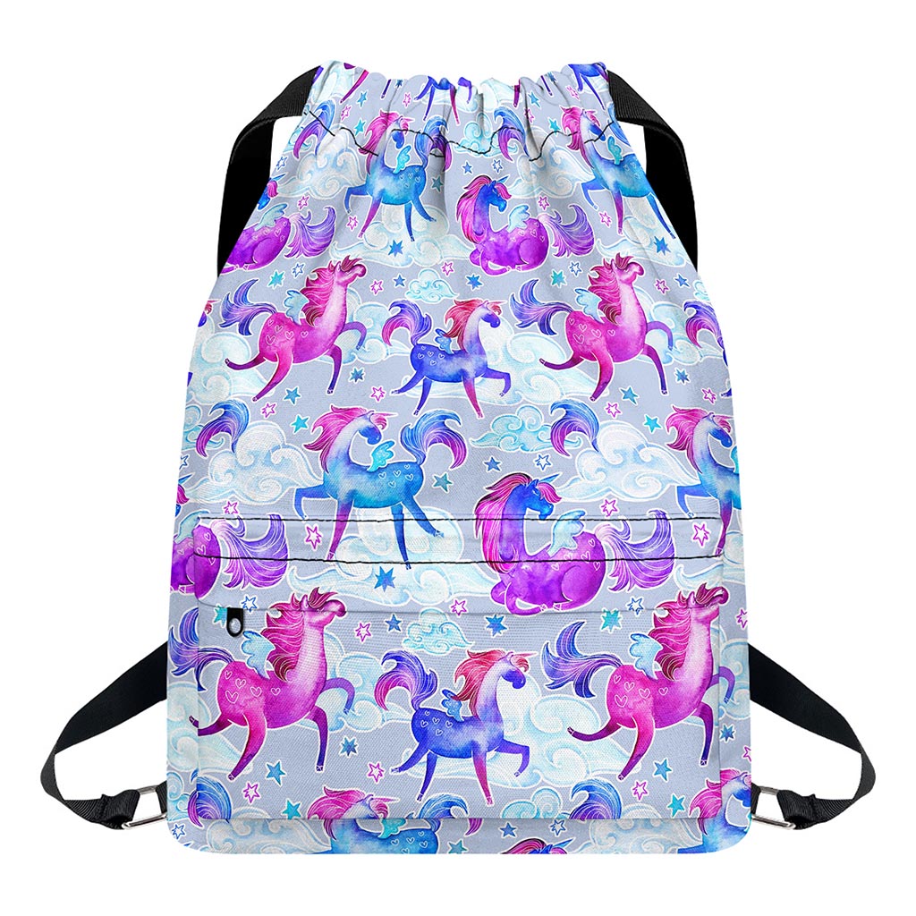 Unicorn Paradise Pattern Print Drawstring Backpack