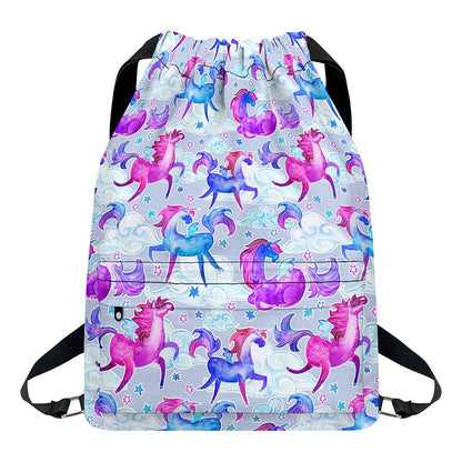 Unicorn Paradise Pattern Print Drawstring Backpack