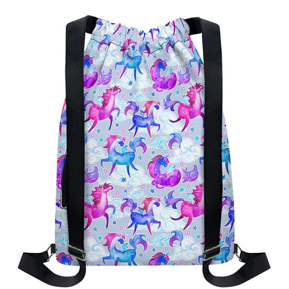 Unicorn Paradise Pattern Print Drawstring Backpack