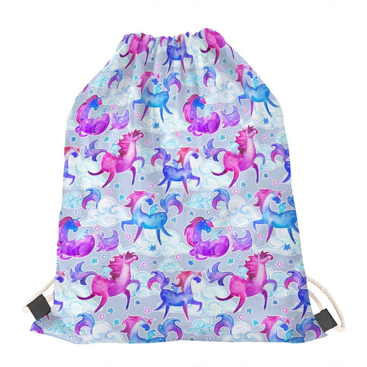 Unicorn Paradise Pattern Print Drawstring Bag
