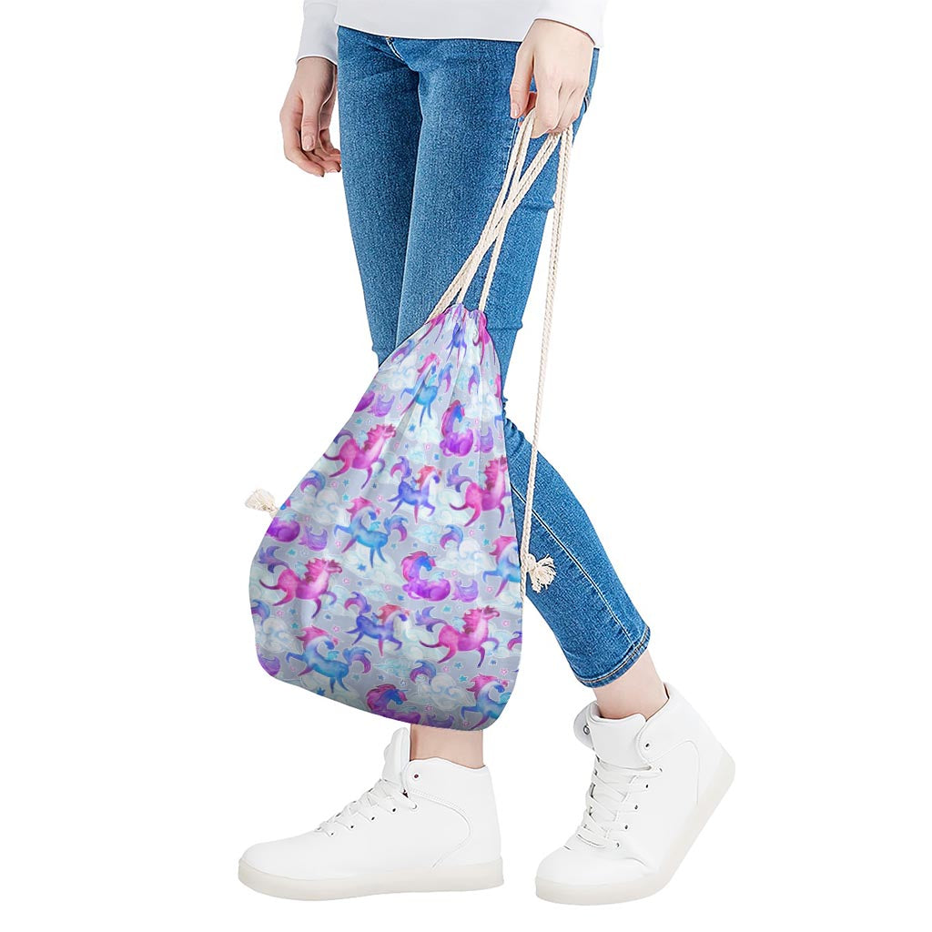 Unicorn Paradise Pattern Print Drawstring Bag
