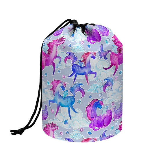 Unicorn Paradise Pattern Print Drawstring Makeup Bag