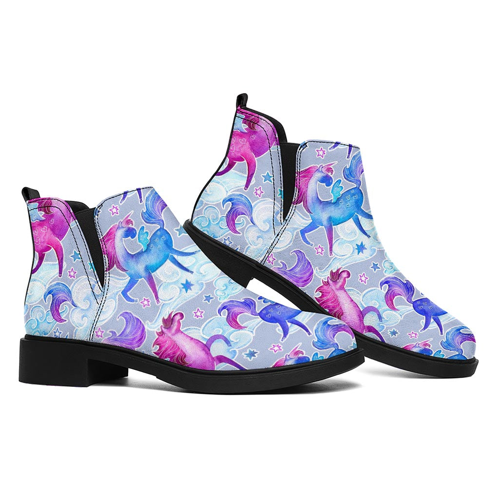 Unicorn Paradise Pattern Print Flat Ankle Boots