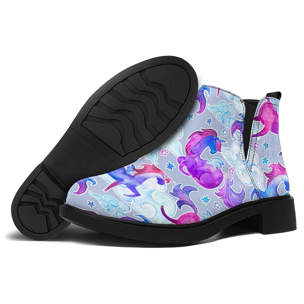 Unicorn Paradise Pattern Print Flat Ankle Boots