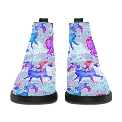 Unicorn Paradise Pattern Print Flat Ankle Boots
