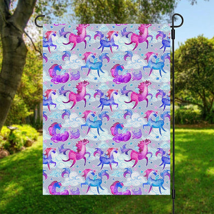 Unicorn Paradise Pattern Print Garden Flag