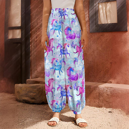 Unicorn Paradise Pattern Print Harem Pants