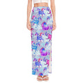 Unicorn Paradise Pattern Print High Slit Maxi Skirt